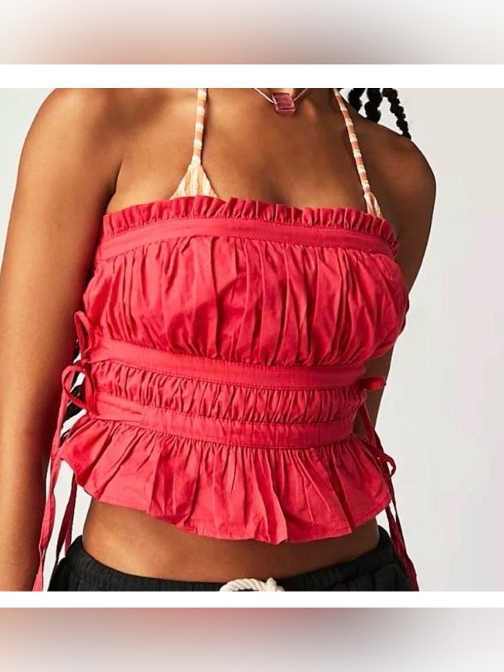 Free people gabby tube top crop pink size size small adjustable straps